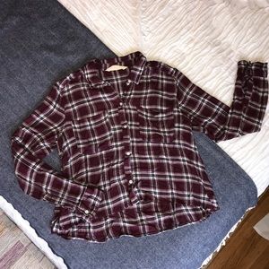 Hollister Flattering Maroon White Flannel Shirt!